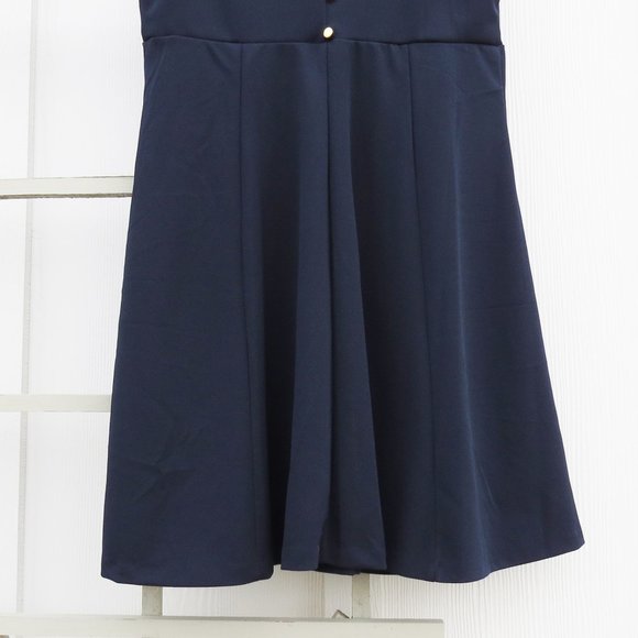 Emma & Michelle Navy Pleated Button Swing Dress - Picture 5 of 7